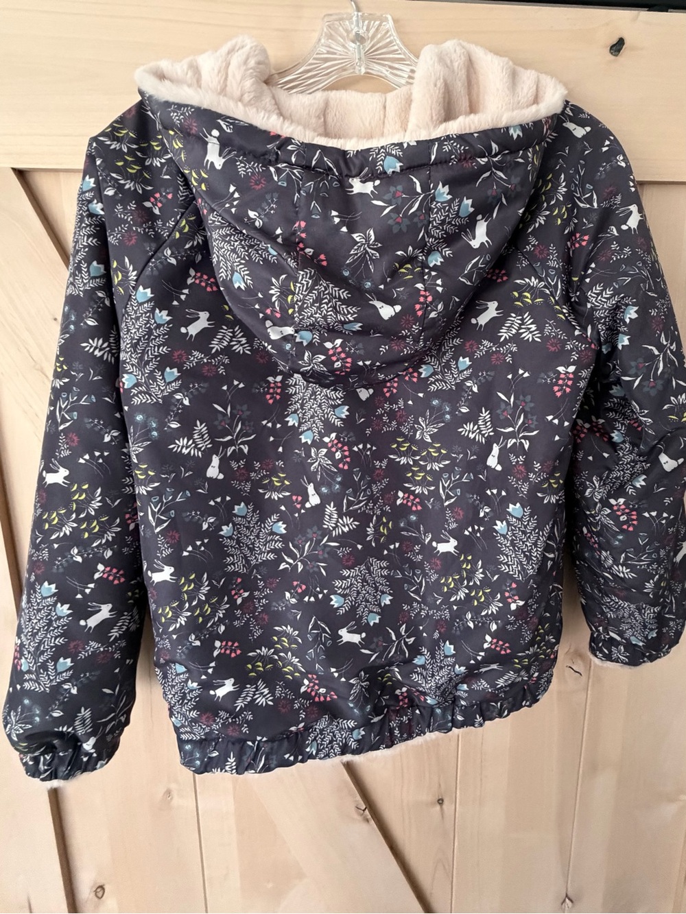 Kids Peek Reversible Floral Print/Faux Fur Hooded Jacket - Picture 2 of 5